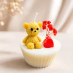 teddy cupcake candle