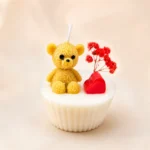 teddy cupcake candle