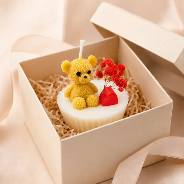 teddy cupcake candle